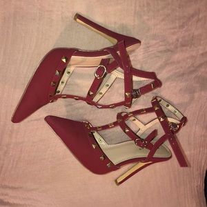 Burgundy studded heels .Used only a few times. 👠